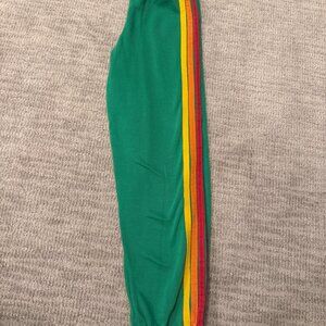 Aviator Nation Kids 5 Stripped joggers in kelly green size 12